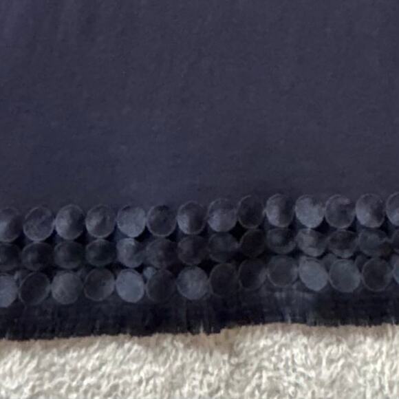 Talbots Popover Scoop Neck Embellished Fringe Hem Pima Cotton Top Women S Blue - Picture 4 of 8